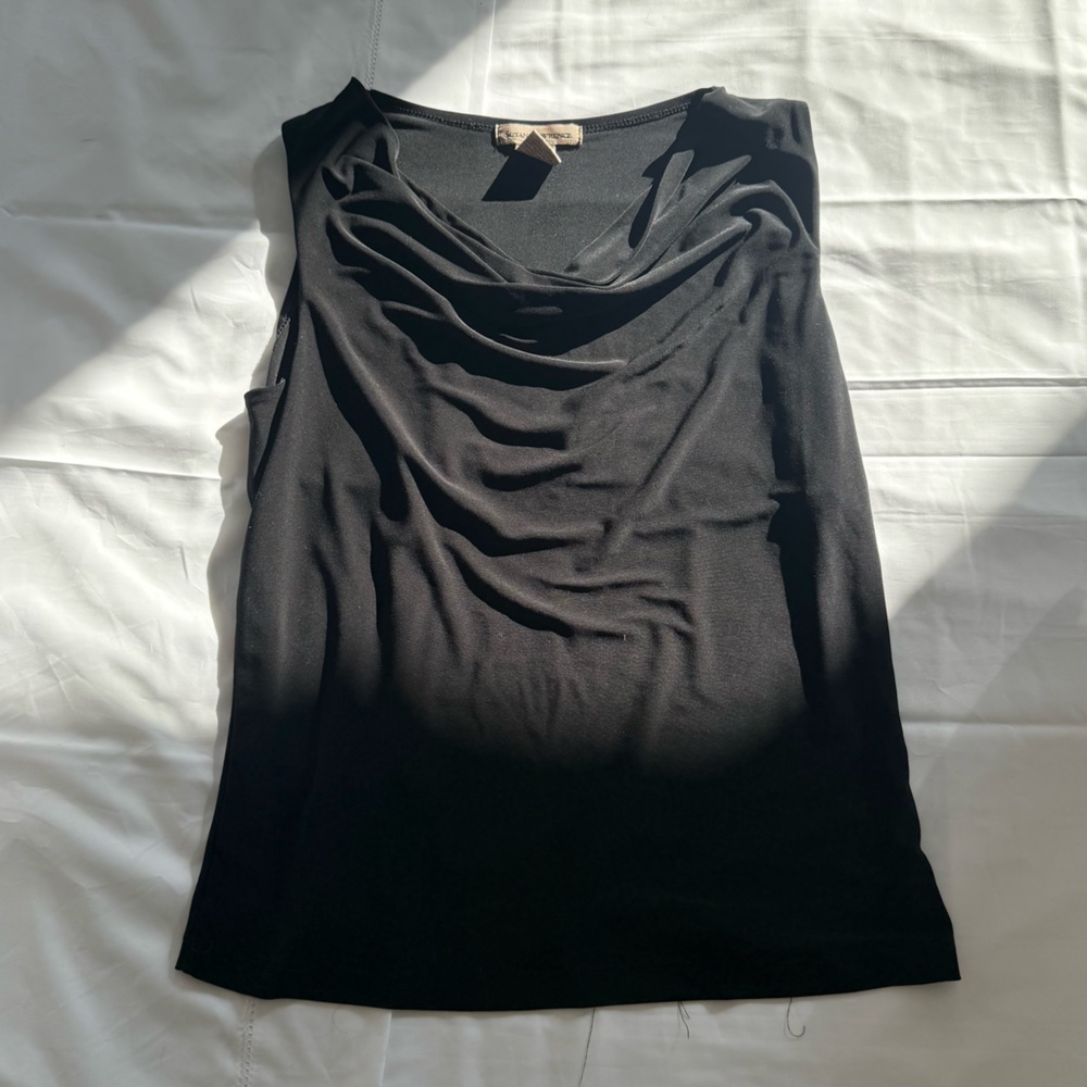 Y2K black cowl neck top